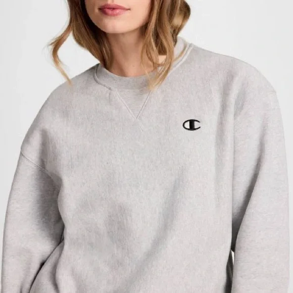 Champion Women's Fleece Crewneck Sweatshirt - Heather Gray M - Picture 3 of 6